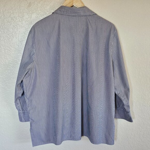 Alfred Dunner Womens Striped Button-Down Shirt 20W Sequin Floral Design - Picture 2 of 6